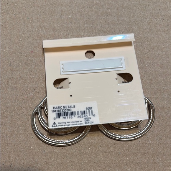 New Directions Silver tone Hoop Earrings - Picture 3 of 3